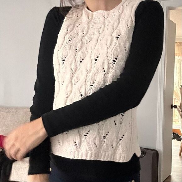 Hand Knit Cotton Sweater Vest White Cream - Picture 3 of 3